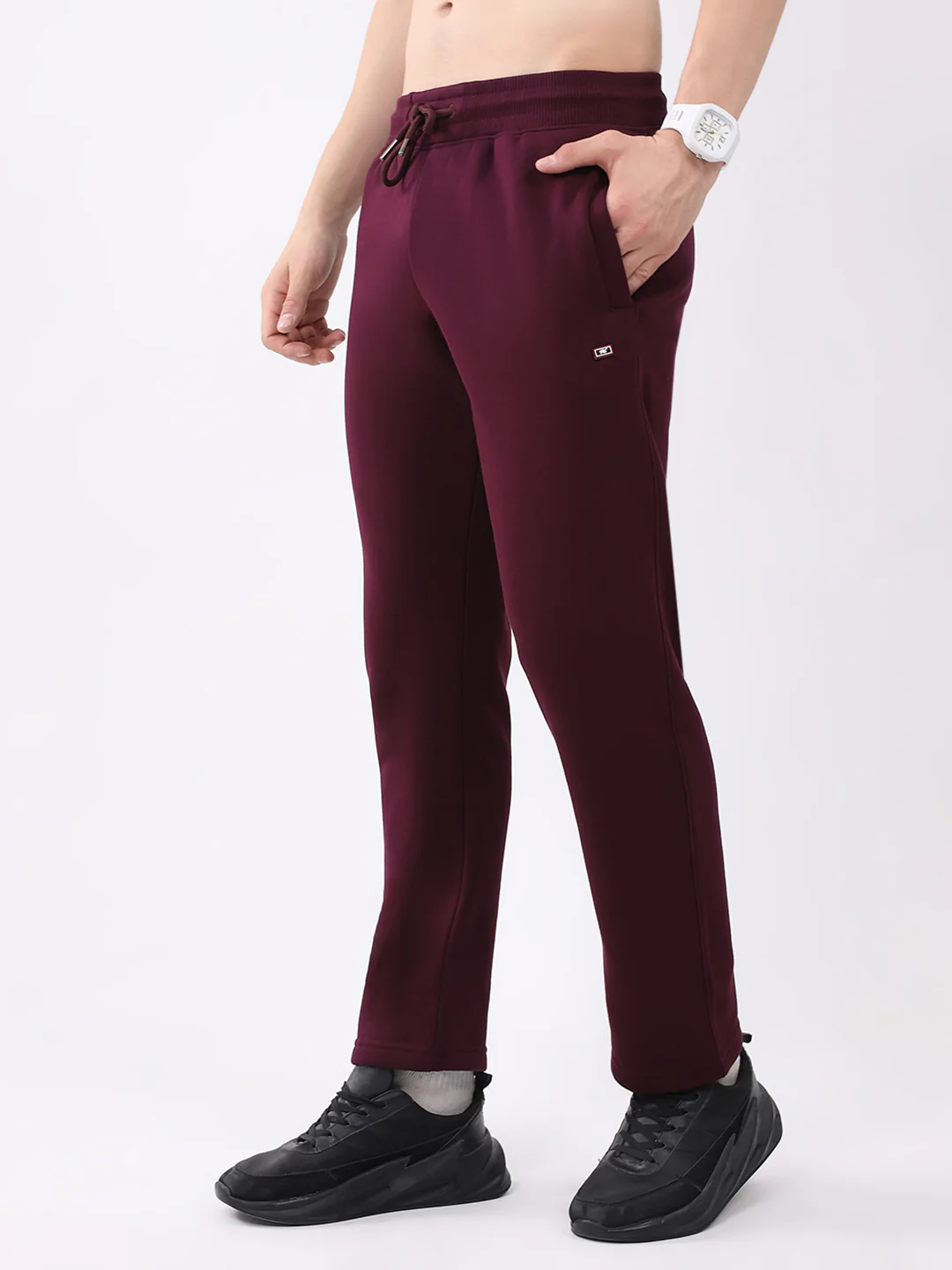 Men Maroon Solid Regular Fit Winter Lower - Image 3