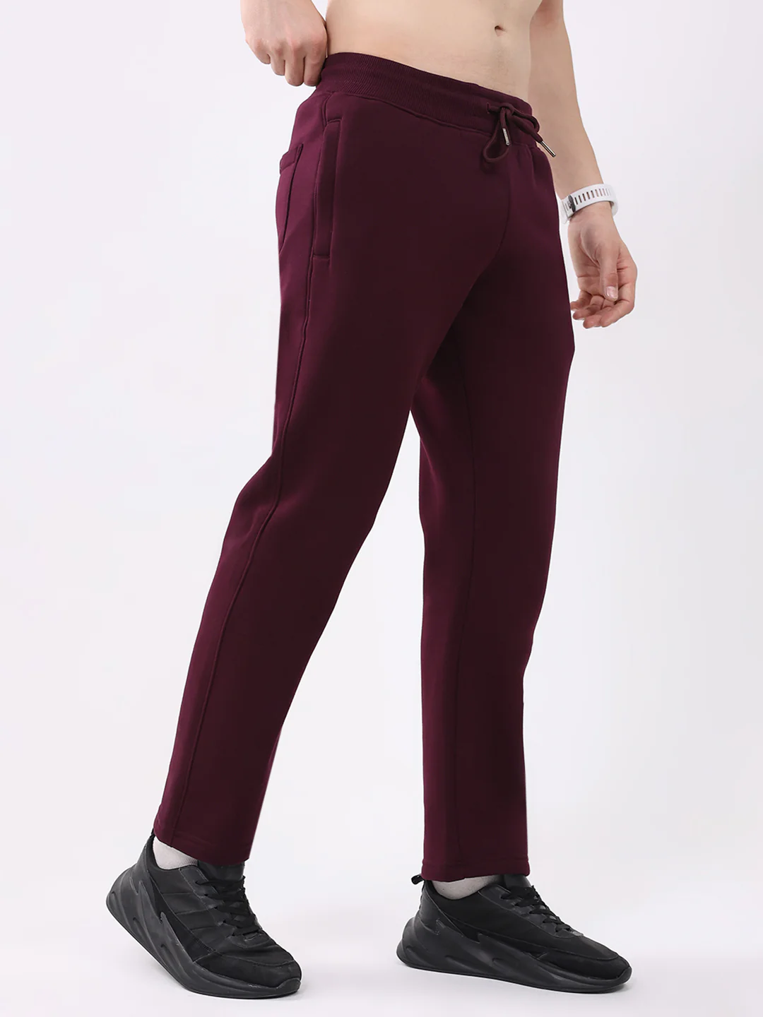 Men Maroon Solid Regular Fit Winter Lower - Image 4