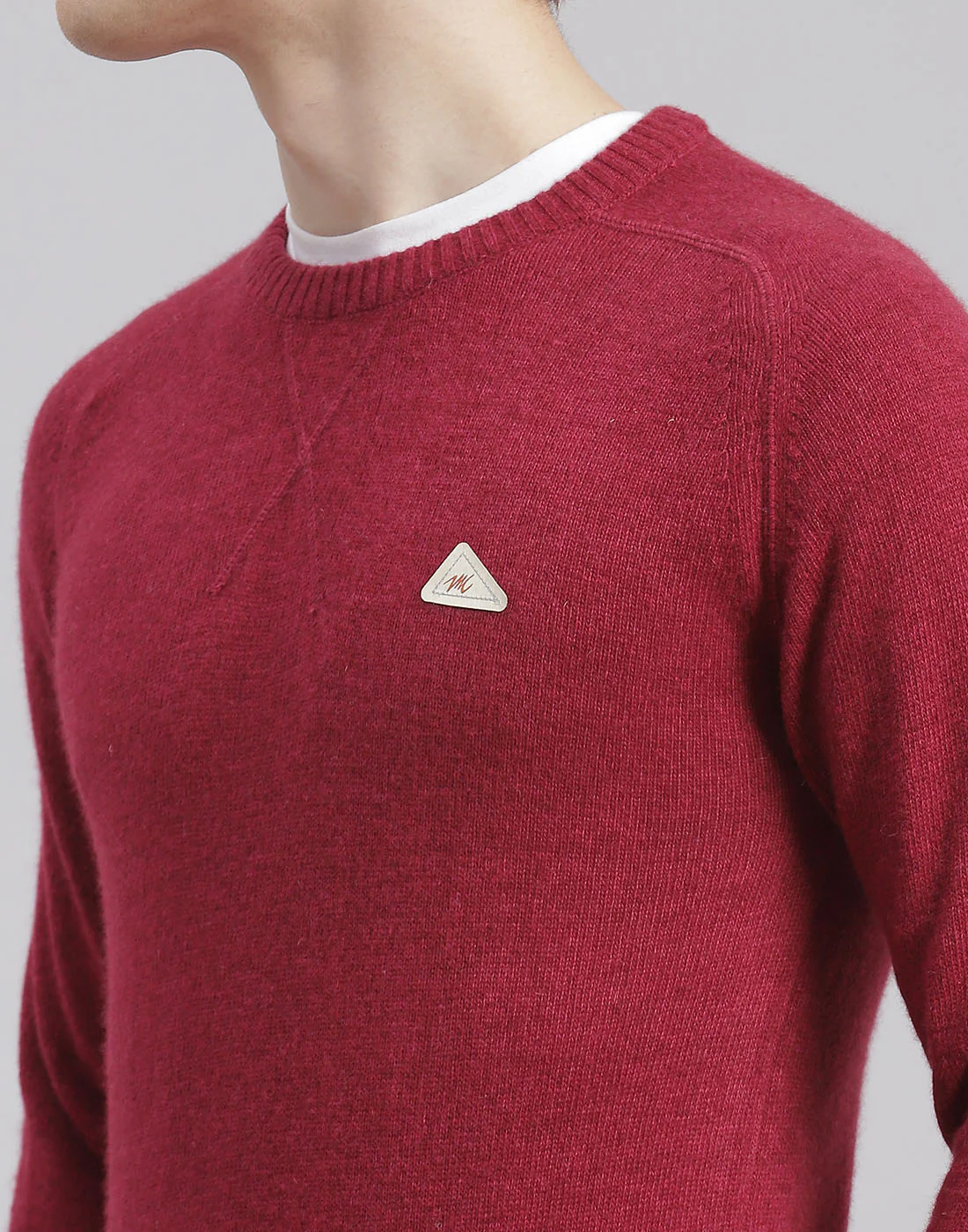 Men Maroon Solid Round Neck Full Sleeve Pullover - Image 6