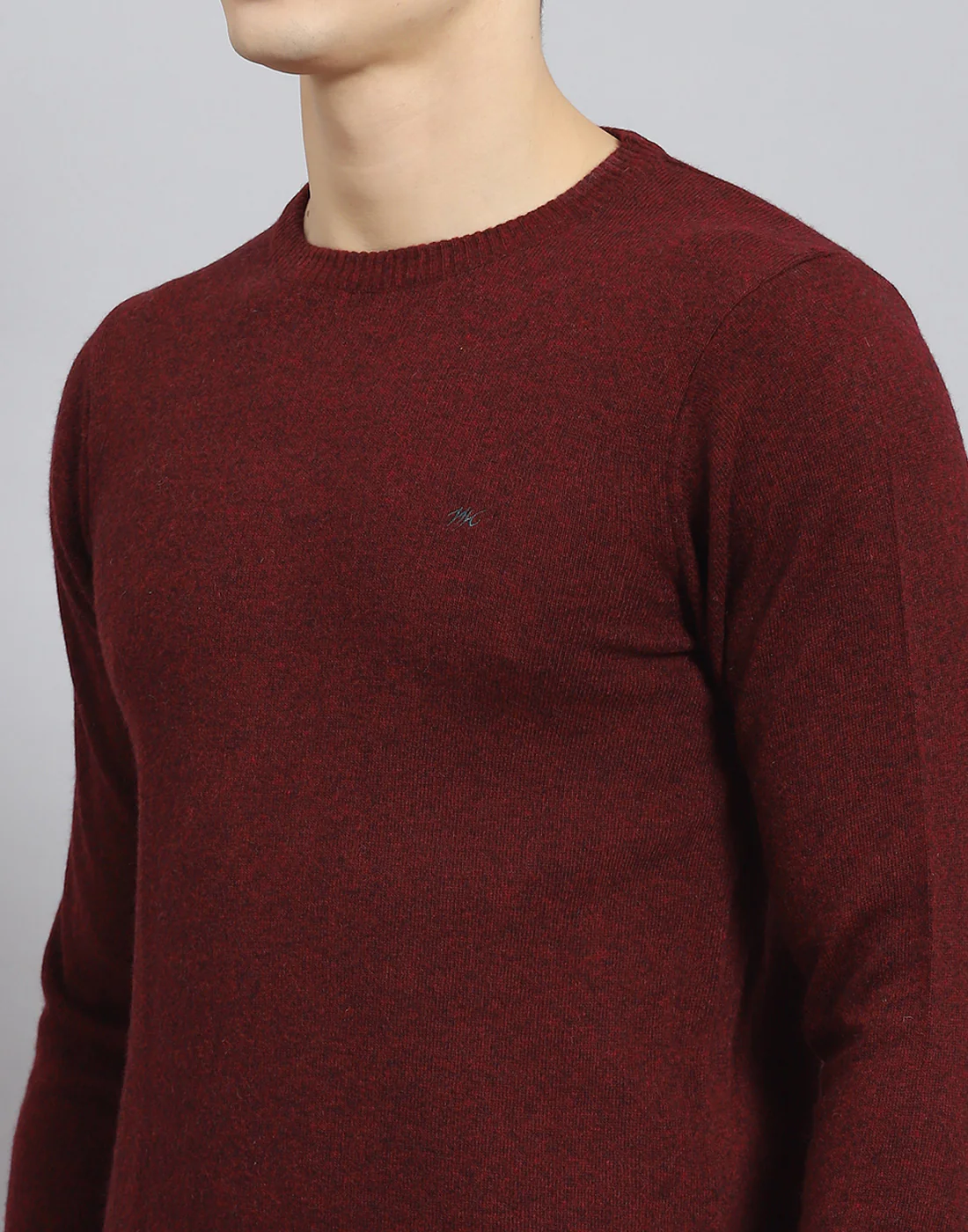 Men Maroon Solid Round Neck Full Sleeve Pullover - Image 7