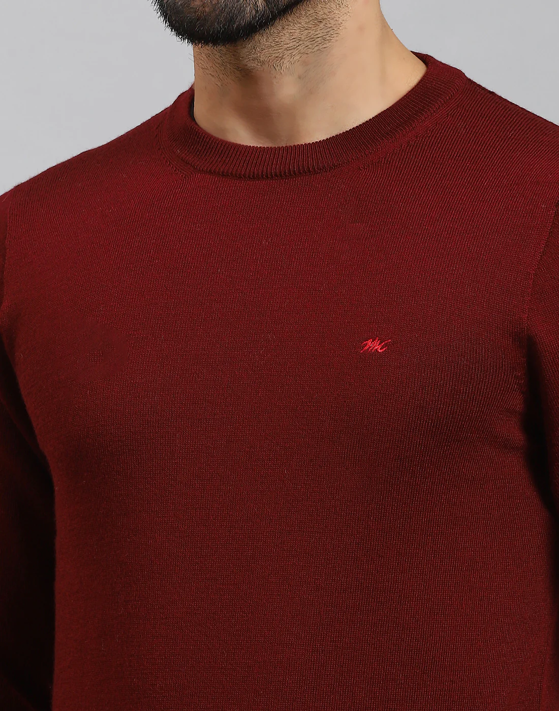 Men Maroon Solid Round Neck Full Sleeve Pullover - Image 6