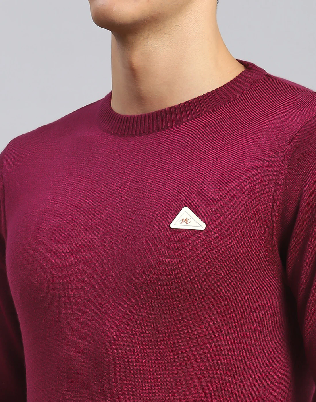 Men Maroon Solid Round Neck Full Sleeve Pullover - Image 6