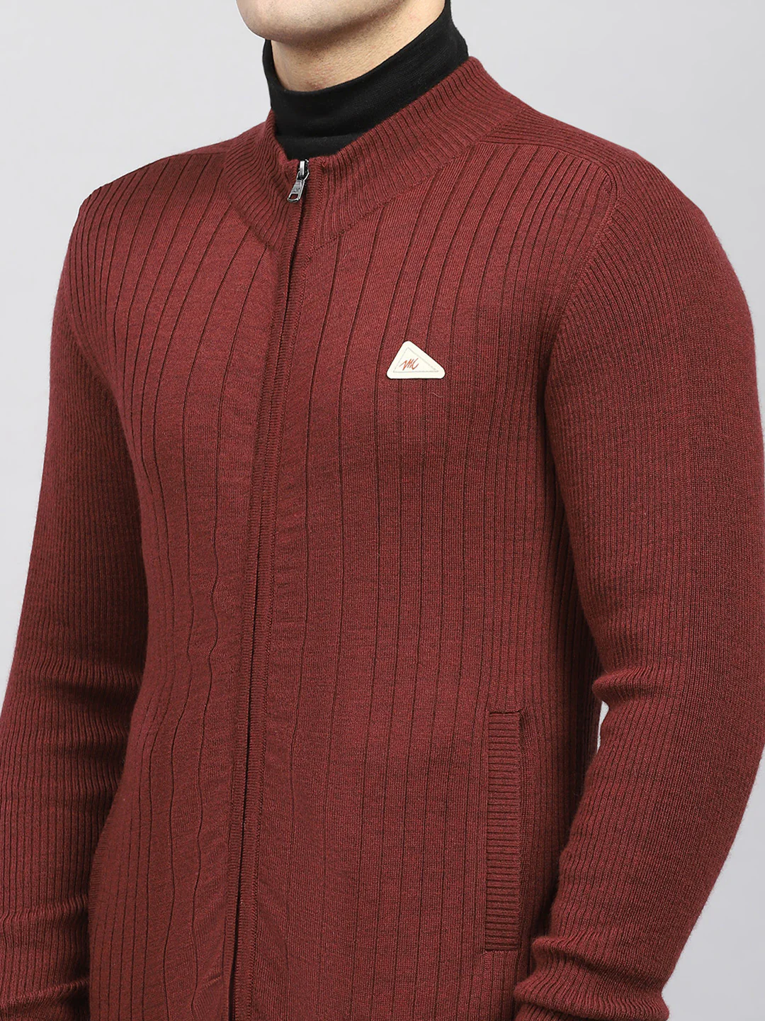 Men Maroon Solid Round Neck Full Sleeve Pullover - Image 6