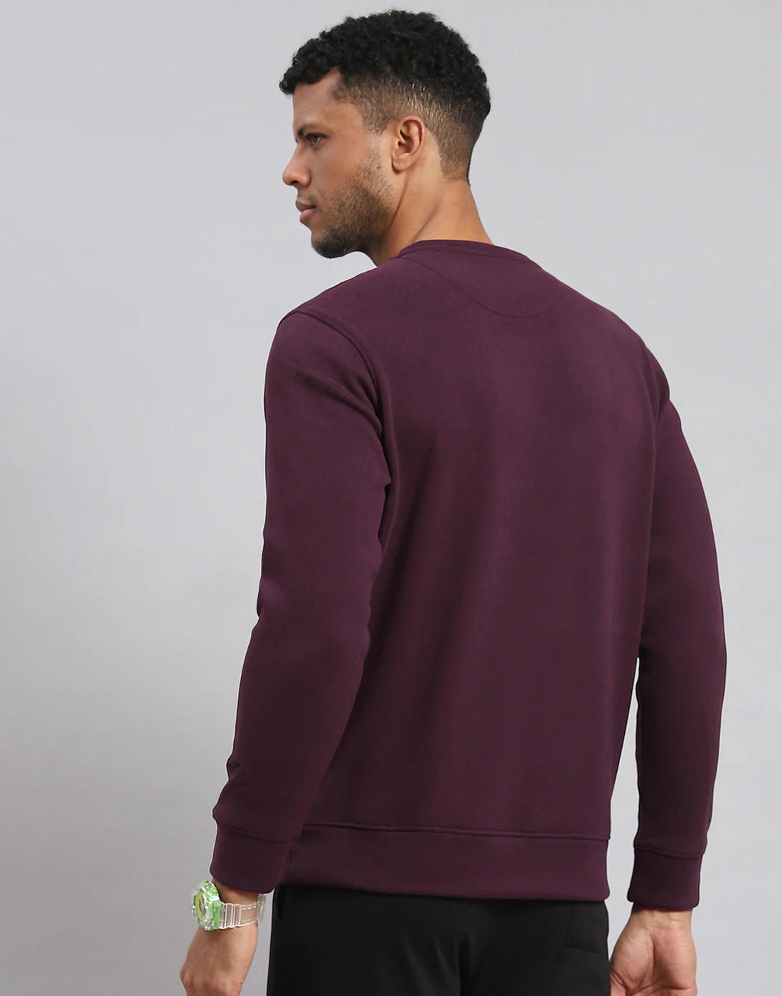 Rock.it Men Maroon Solid Round Neck Full Sleeve Sweatshirt - Image 6