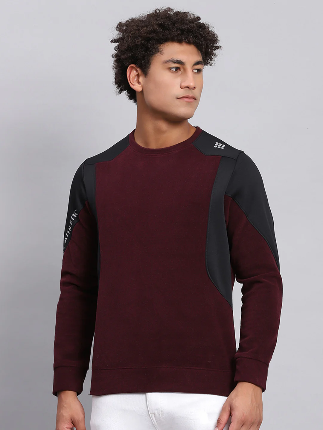 Rock.it Men Maroon Solid Round Neck Full Sleeve Sweatshirt - Image 2
