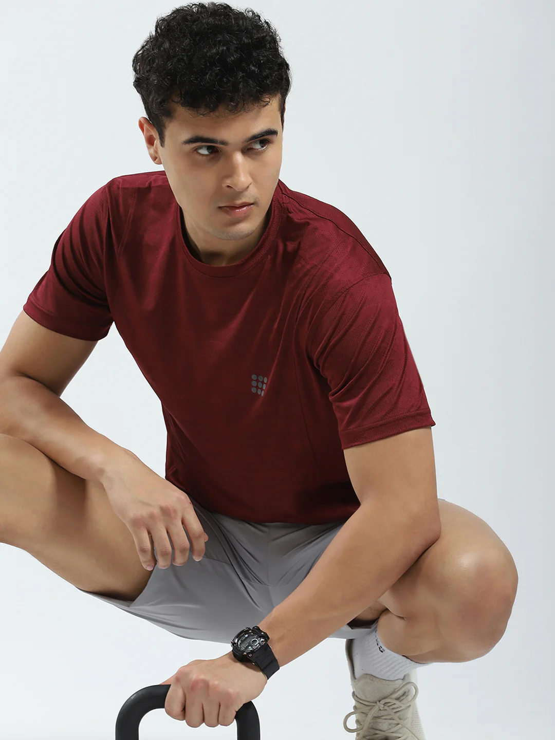 Rock.it Men Maroon Solid Round Neck Half Sleeve T-Shirt - Image 6