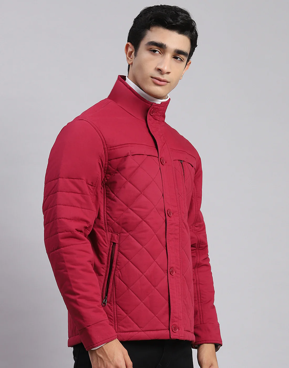 Men Maroon Solid Spread Collar Full Sleeve Jackets - Image 4