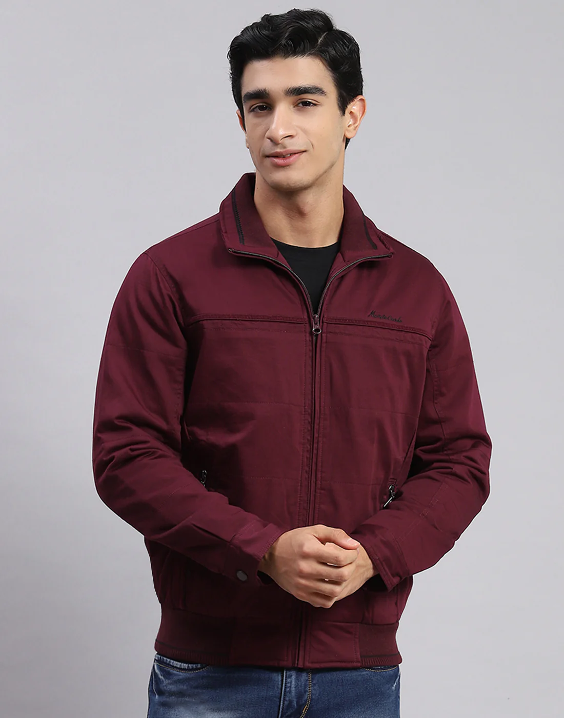 Men Maroon Solid Spread Collar Full Sleeve Jackets - Image 2