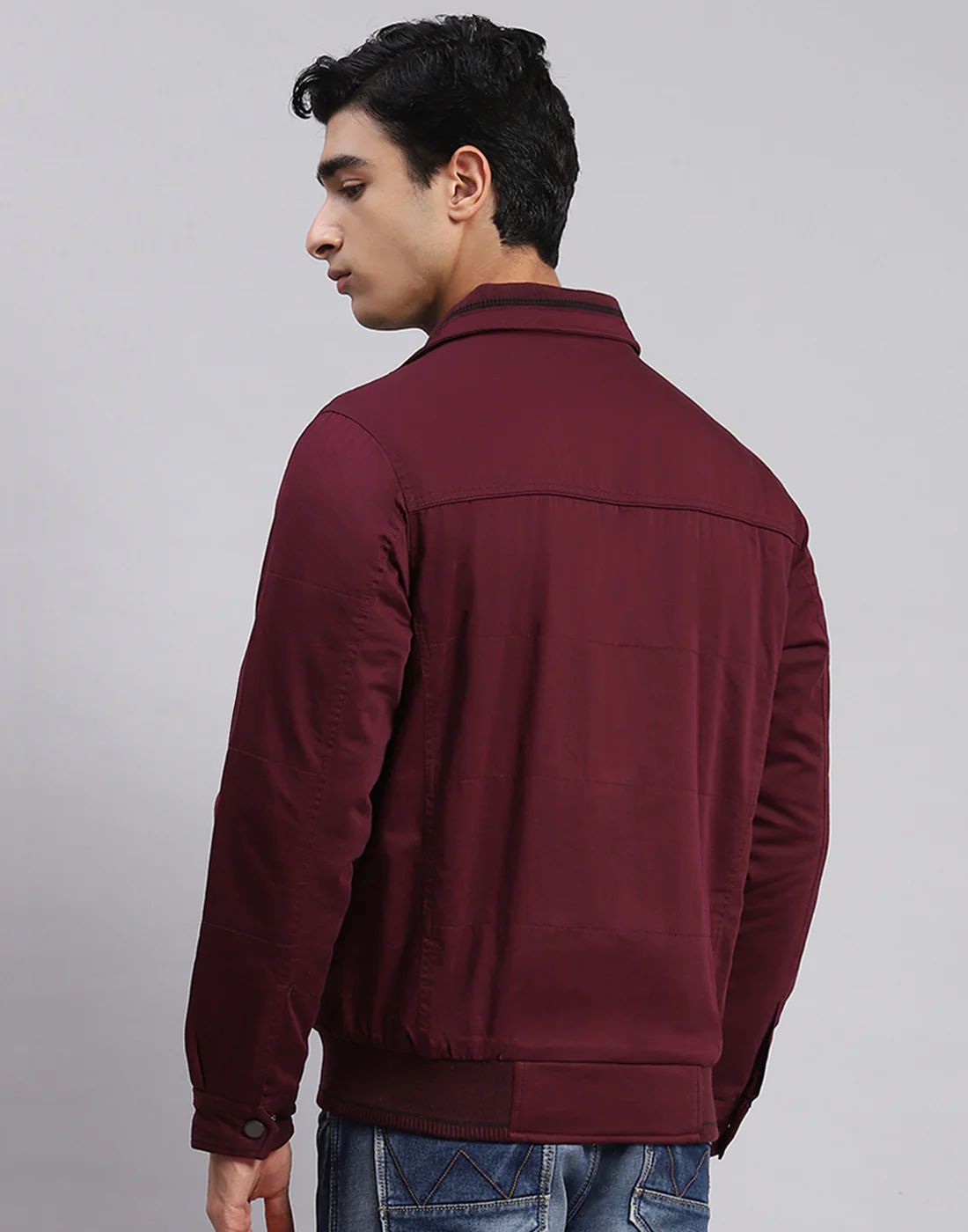 Men Maroon Solid Spread Collar Full Sleeve Jackets - Image 5