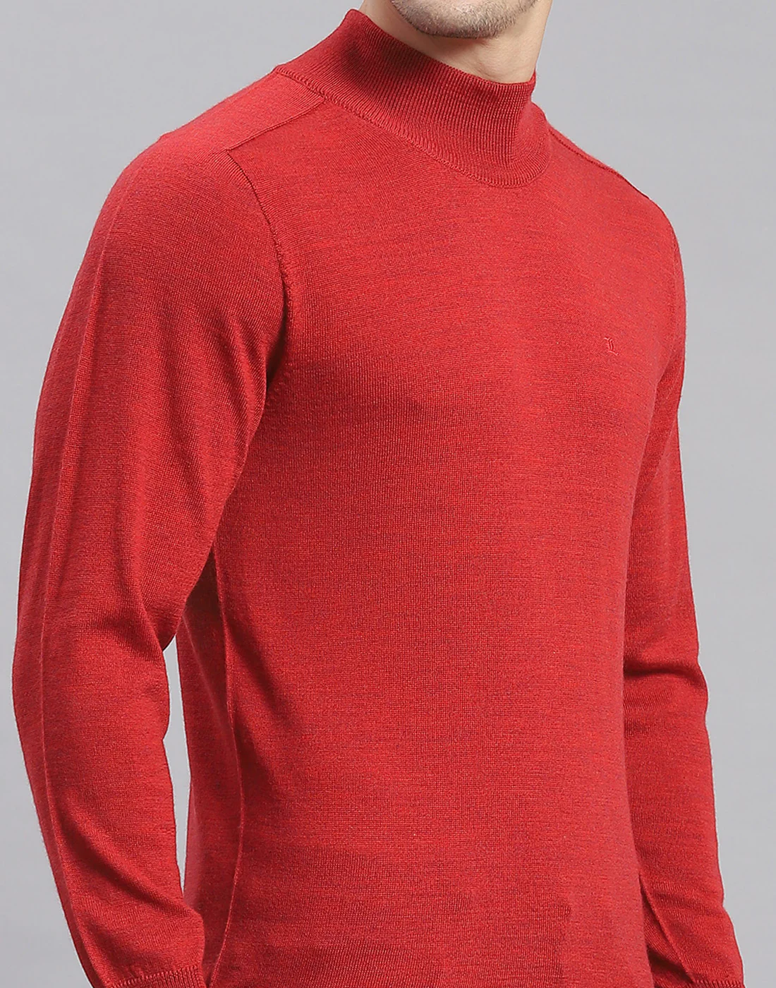 Men Maroon Solid T Neck Full Sleeve Sweater - Image 7