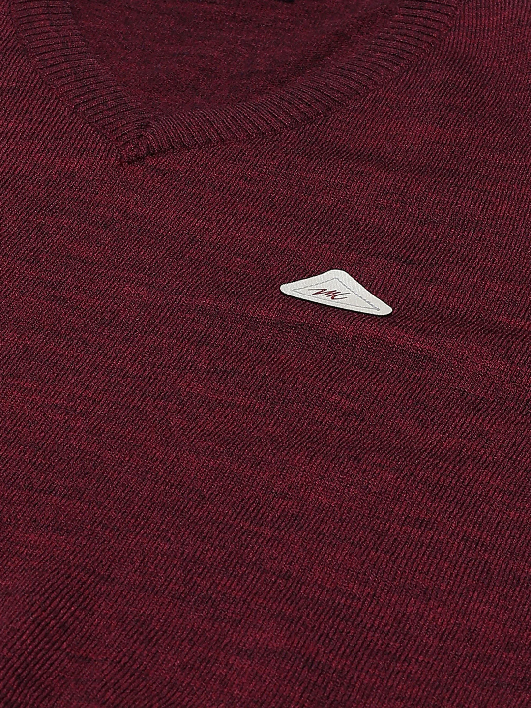 Men Maroon Solid V Neck Full Sleeve Pullover - Image 7