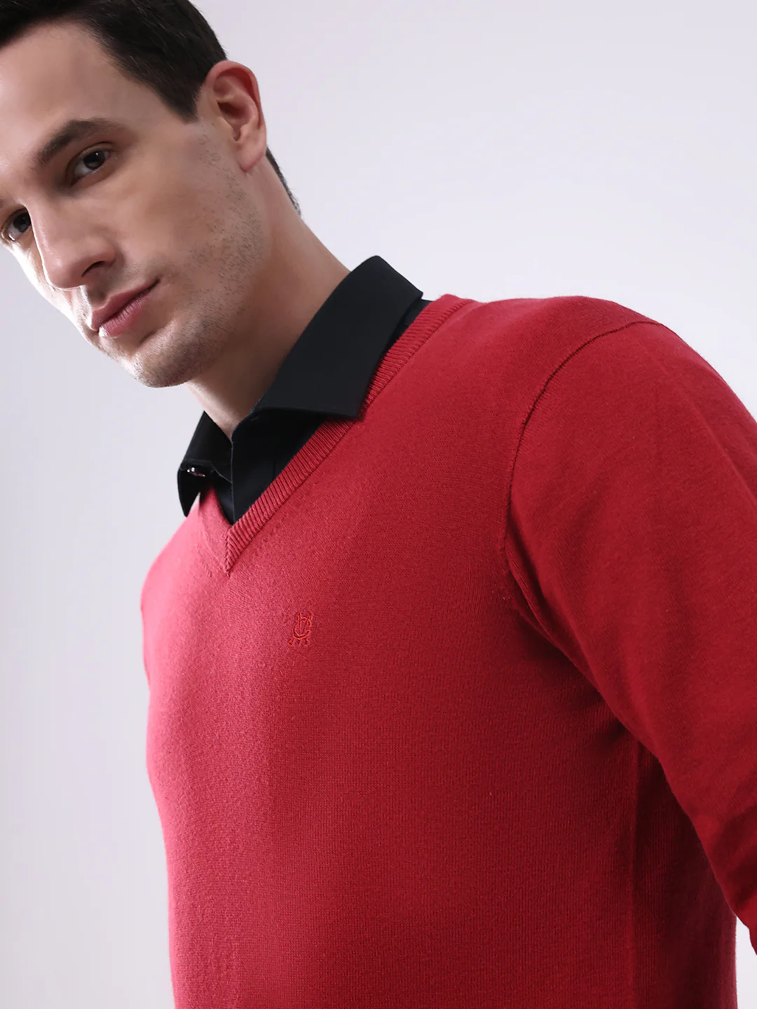 Men Maroon Solid V Neck Full Sleeve Pullover - Image 6