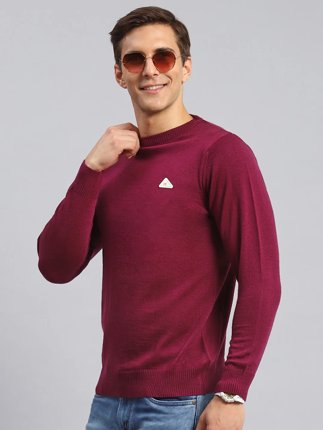 Men Maroon Solid Wool blend Pullover - Image 4