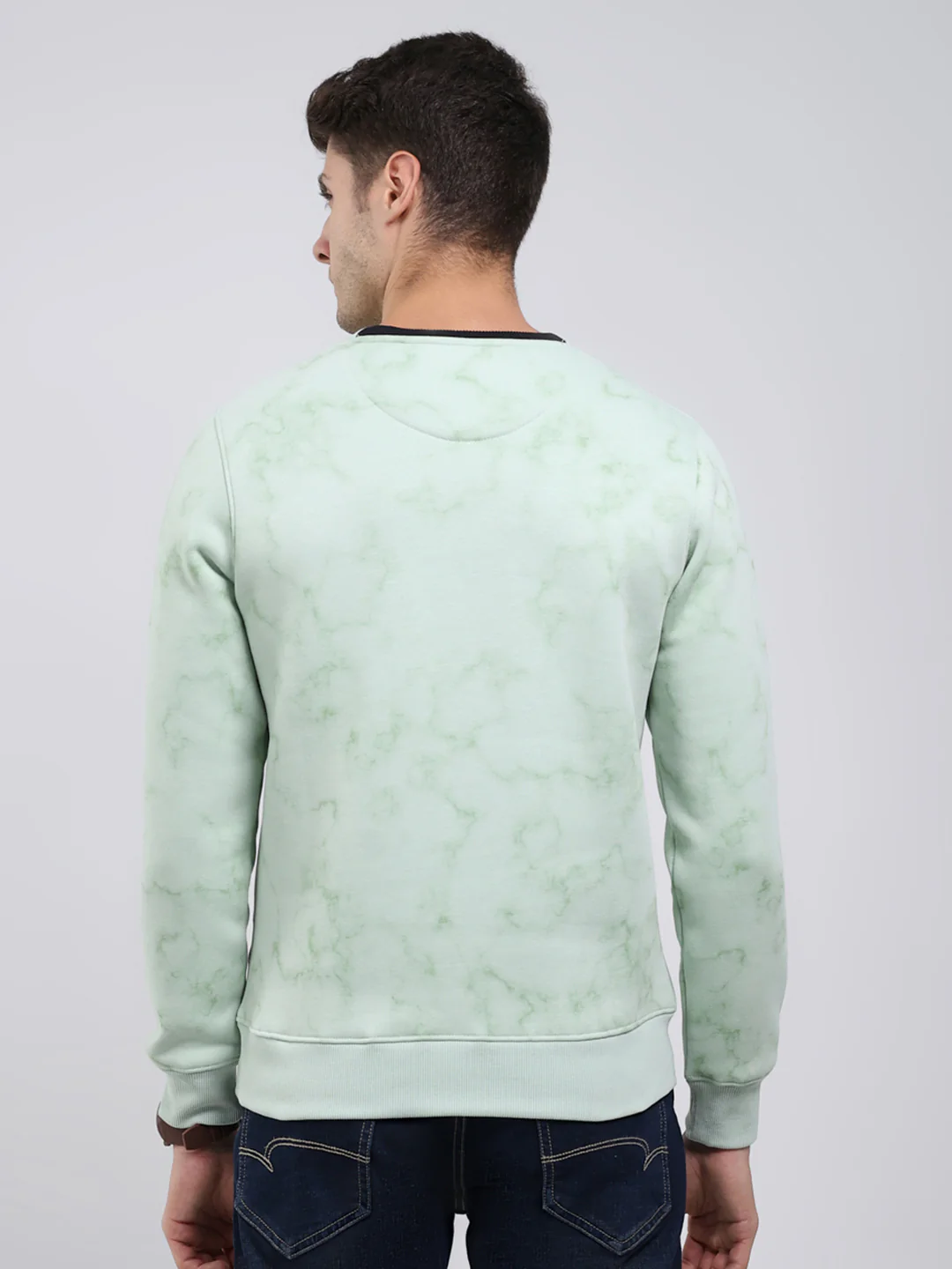 Men Mint Green Printed Round Neck Full Sleeve Sweatshirt - Image 5