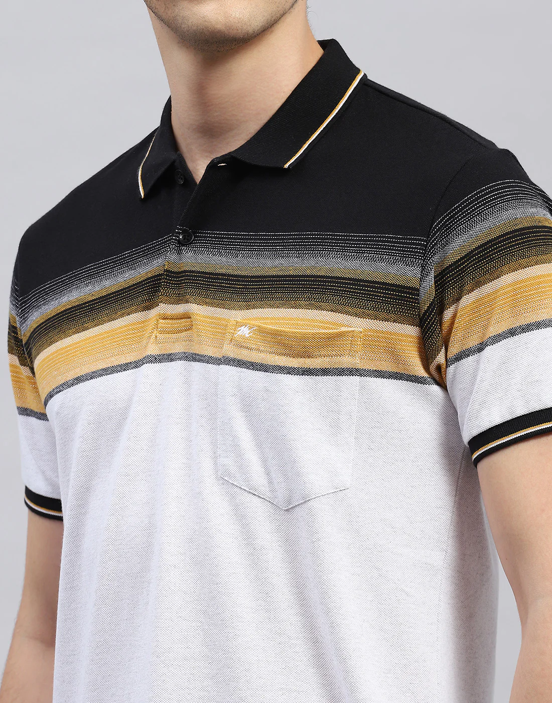 Men Multi Color Stripe Polo Collar Half Sleeve T-Shirt - Image 6