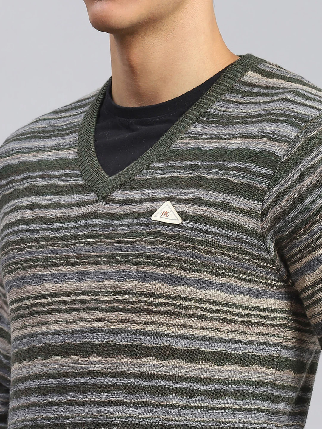 Men Multicolor Self Design V Neck Full Sleeve Sweaters/Pullovers - Image 6