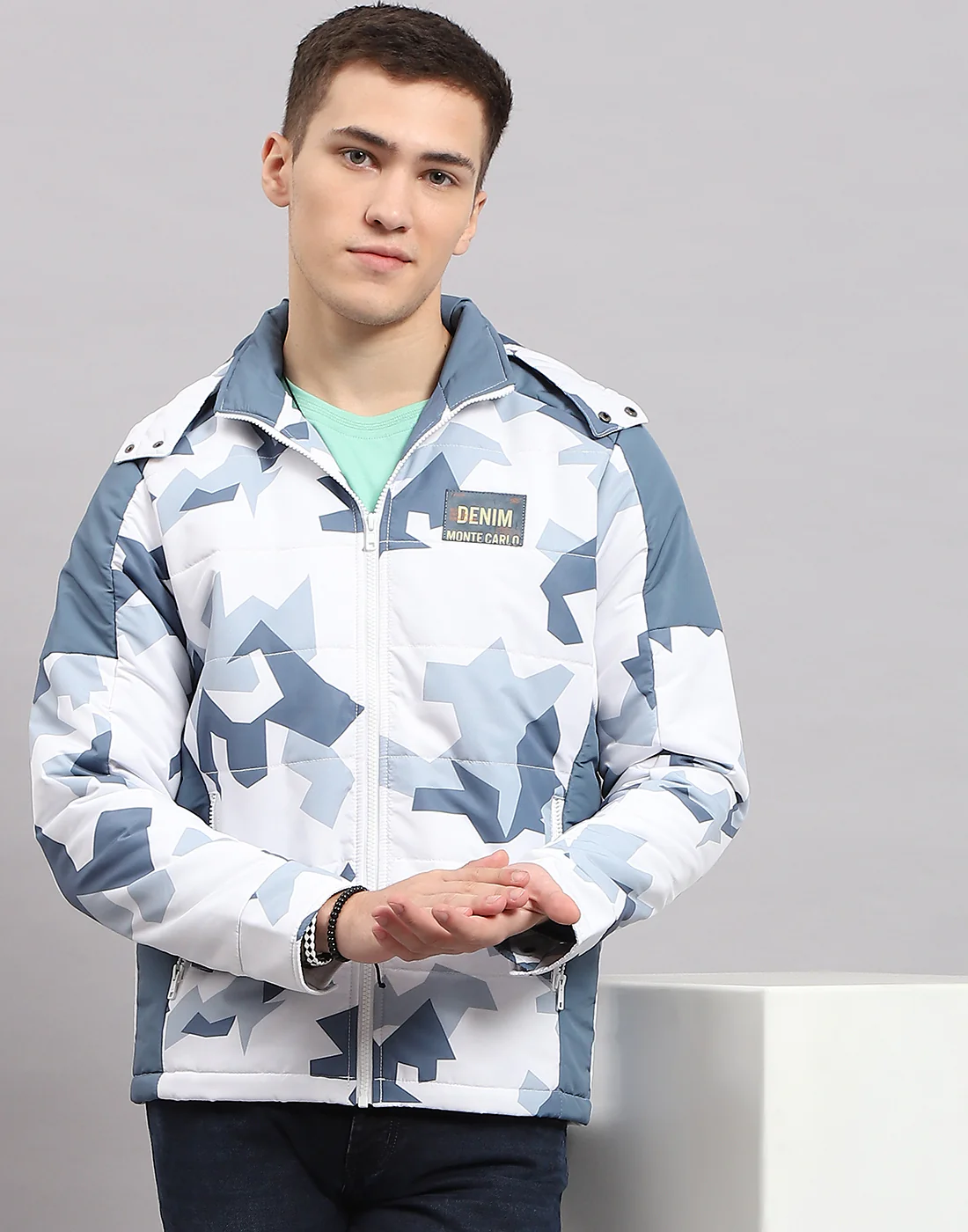 Men Multicolor Printed Hooded Full Sleeve Jacket - Image 6