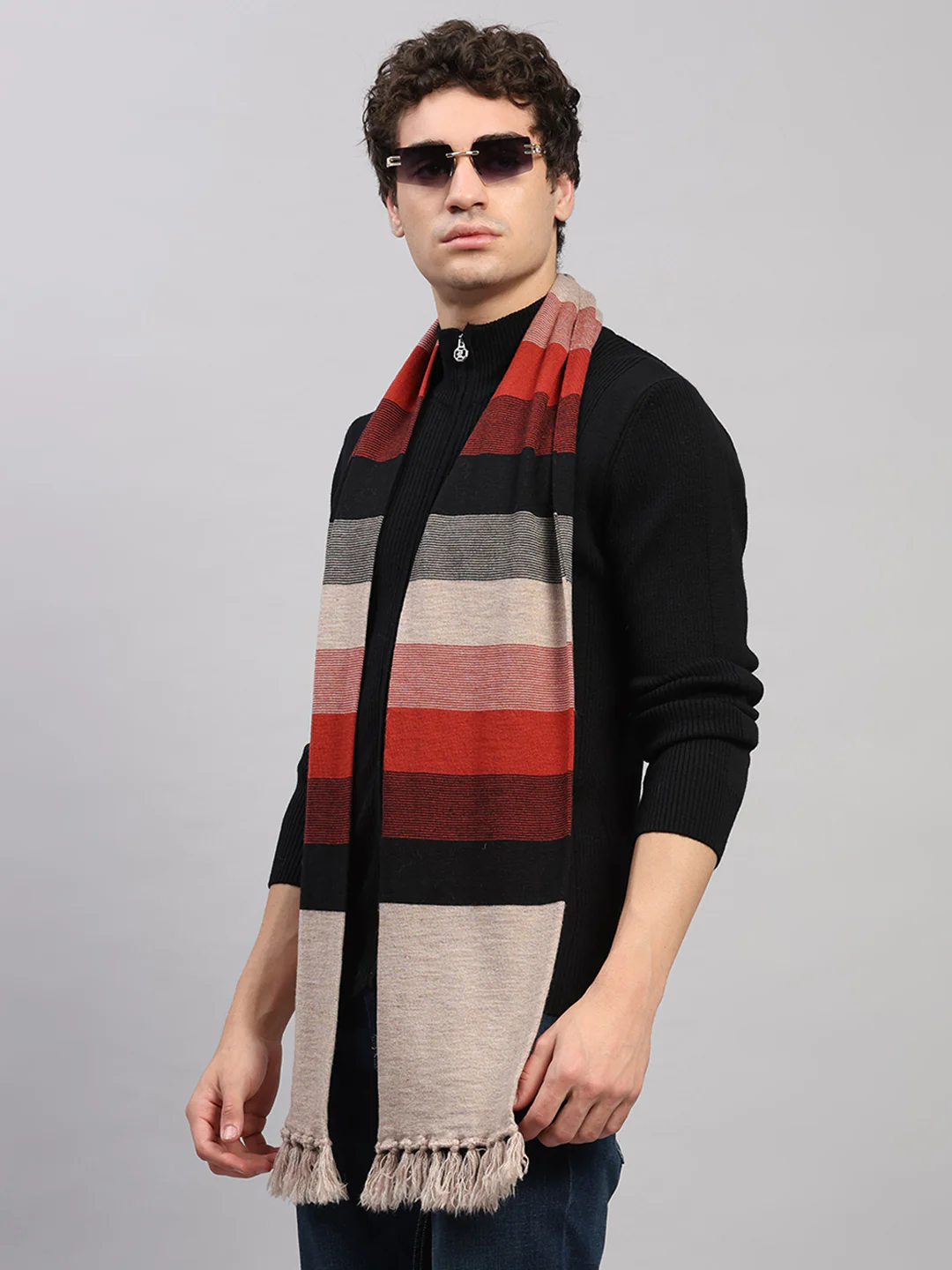 Men Multicolor Printed Pure Wool Muffler - Image 3