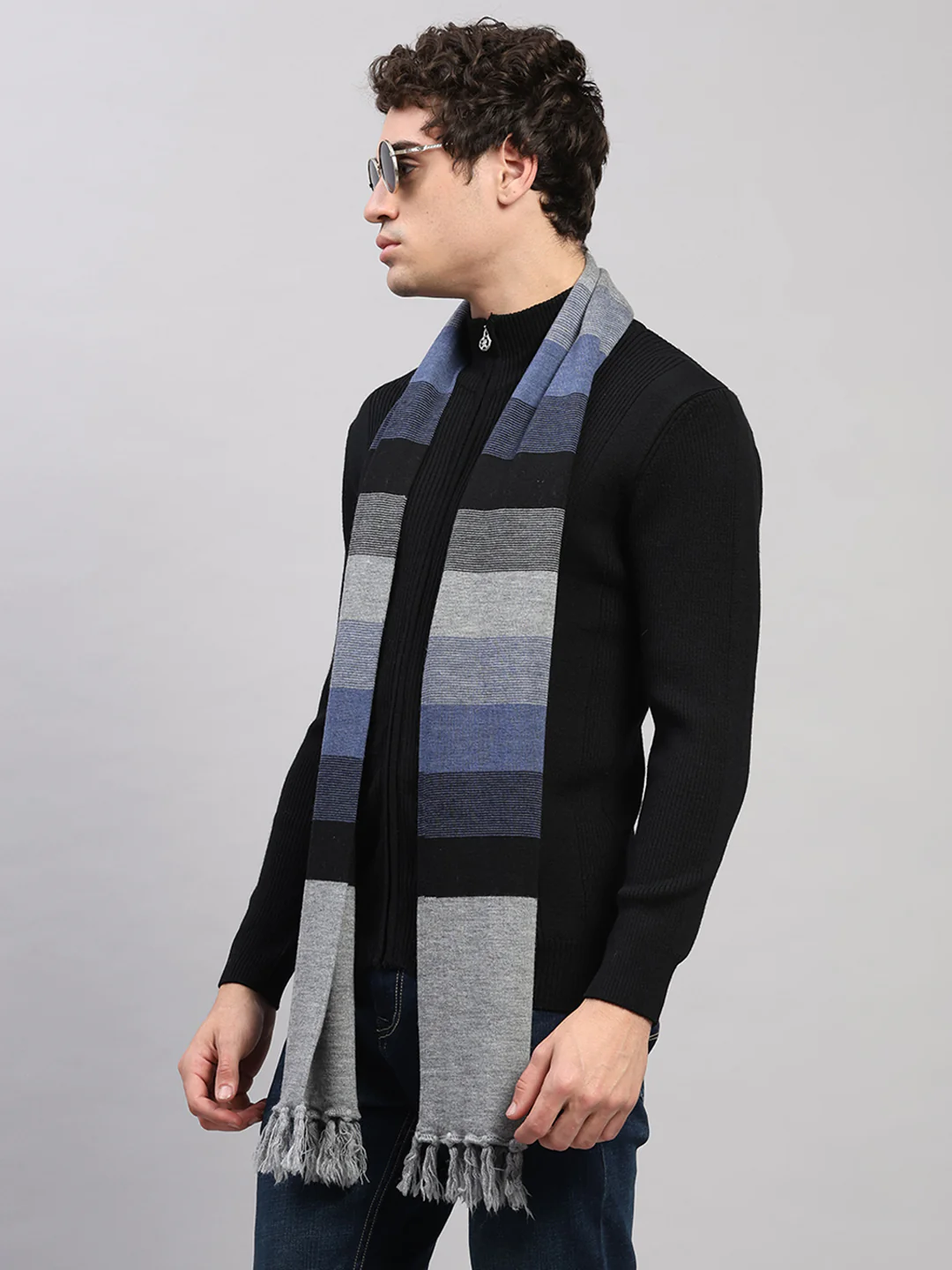 Men Multicolor Printed Pure Wool Muffler - Image 3