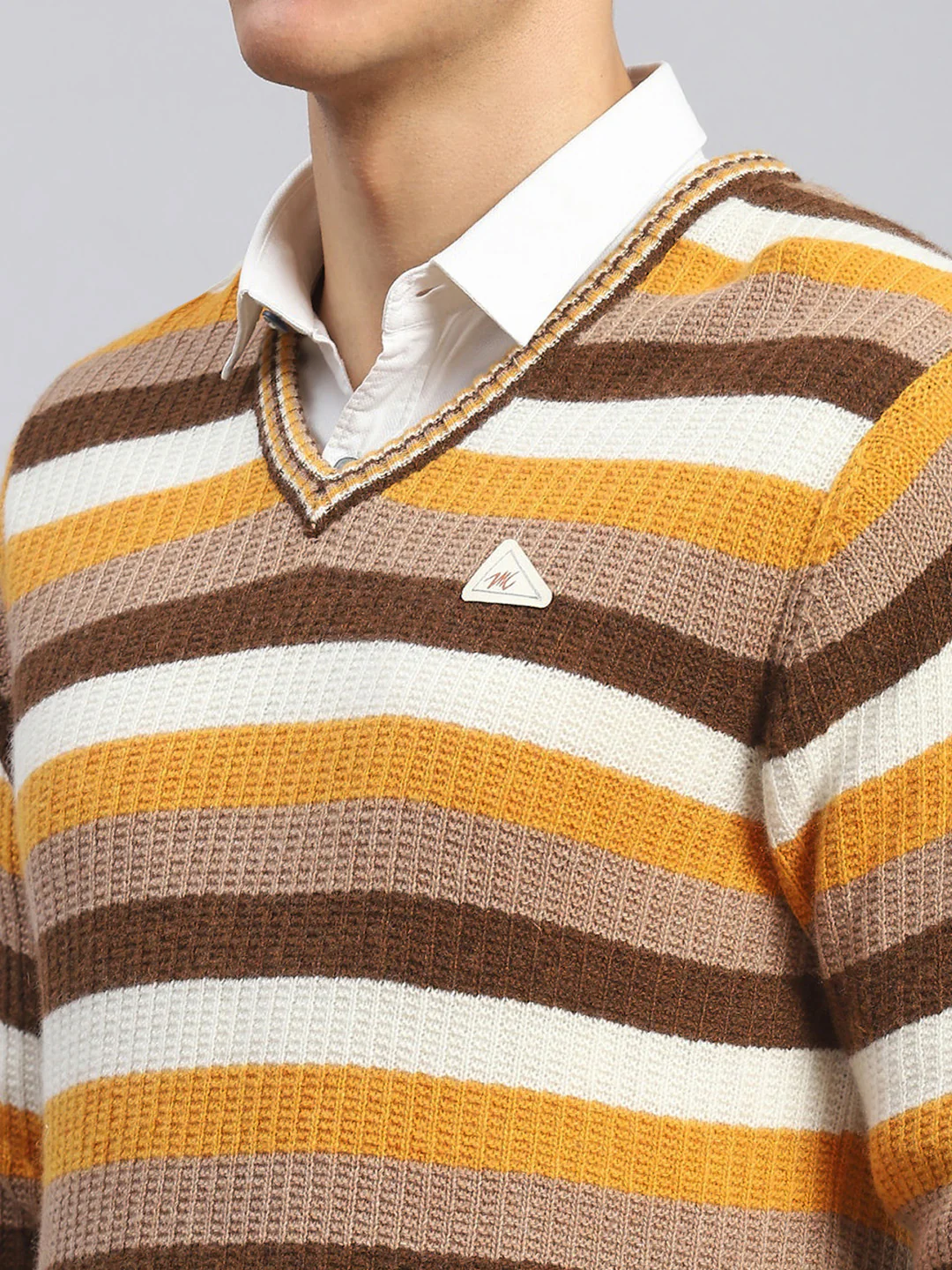 Men Multicolor Self Design Lamb wool Pullover - Image 6