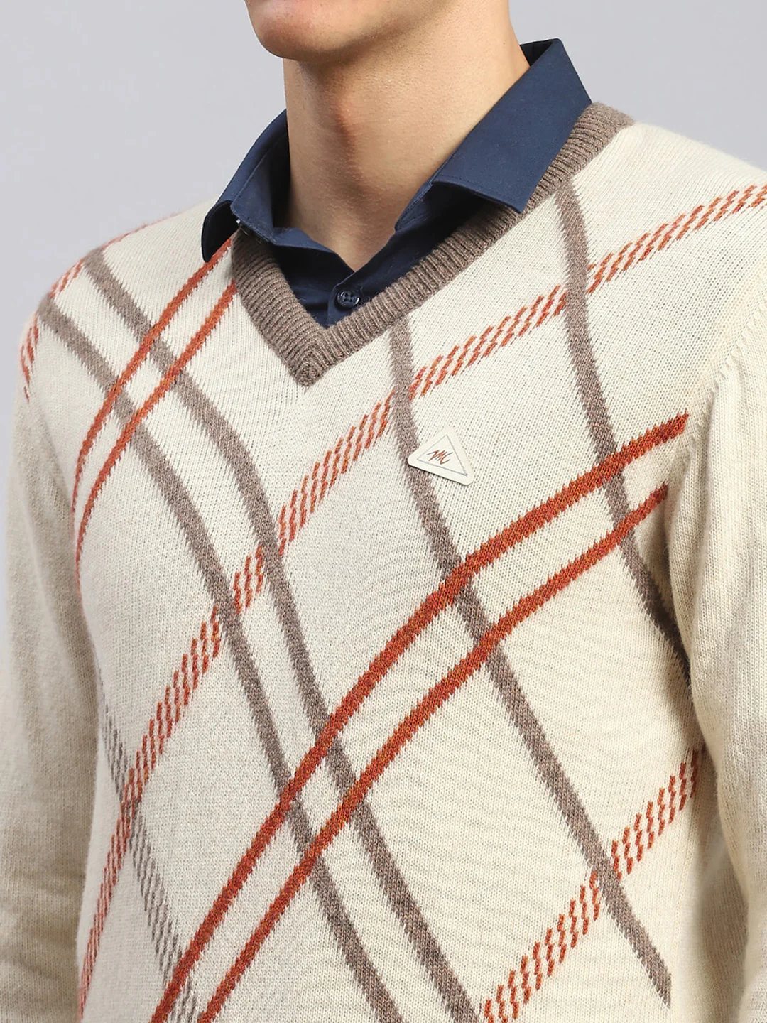 Men Multicolor Self Design Lamb wool Pullover - Image 6