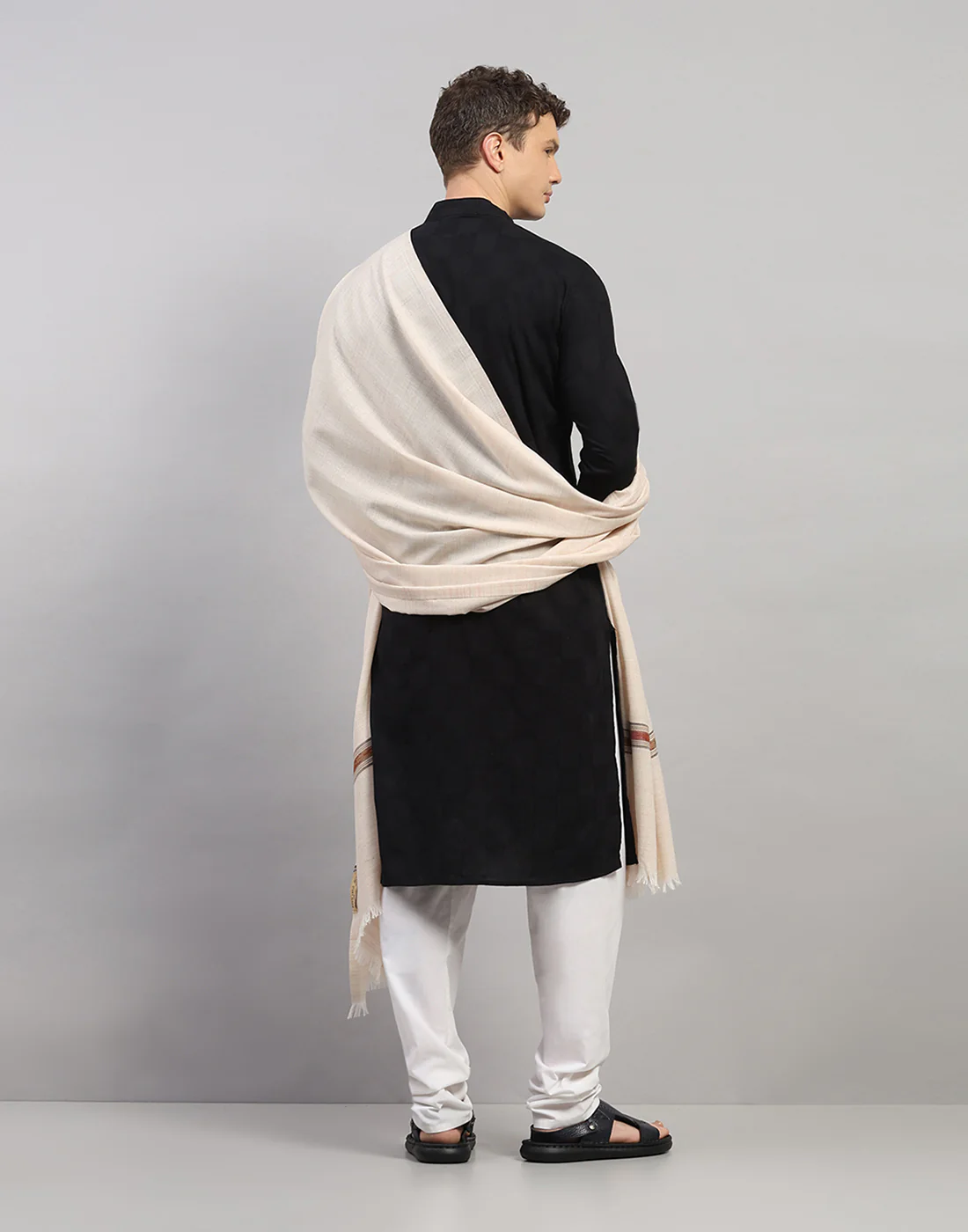Men Multicolor Self Design   Lohi Shawl - Image 4