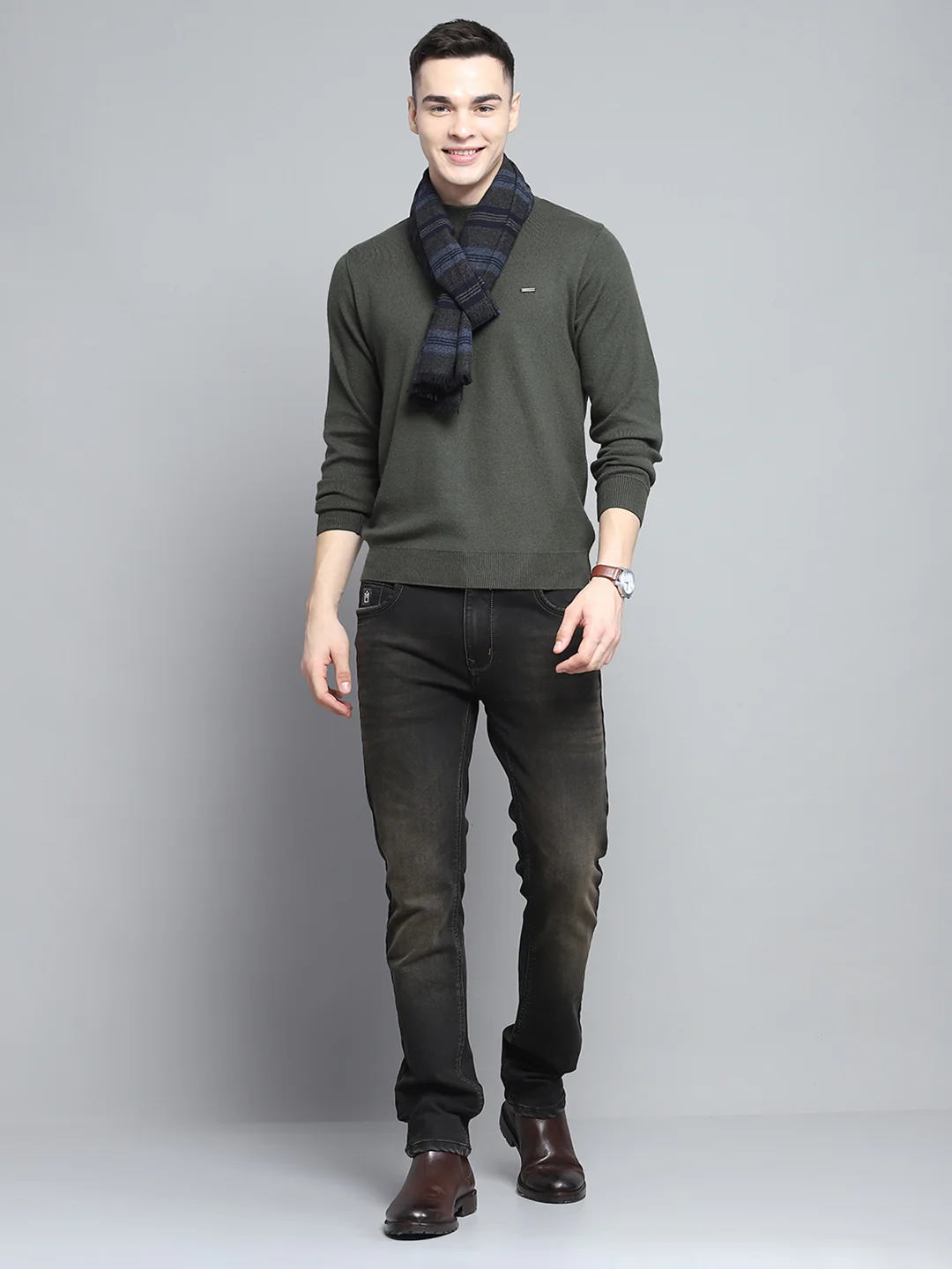 Men Multicolor Self Design Muffler - Image 2