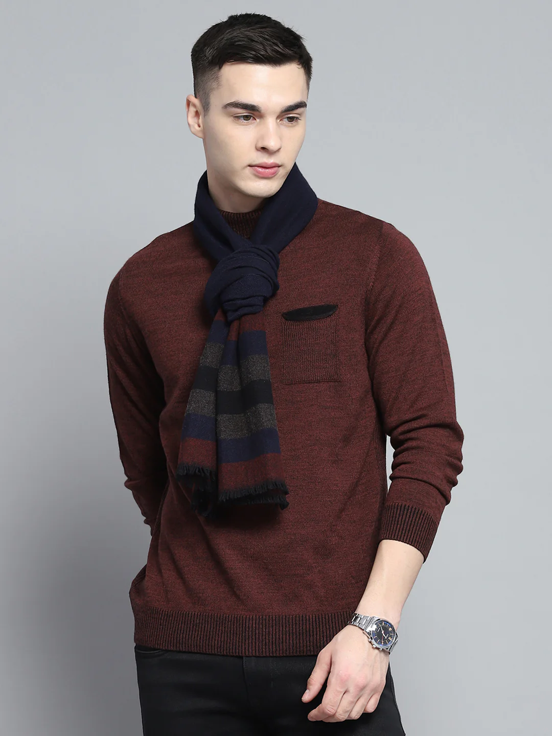 Men Multicolor Self Design Muffler - Image 5