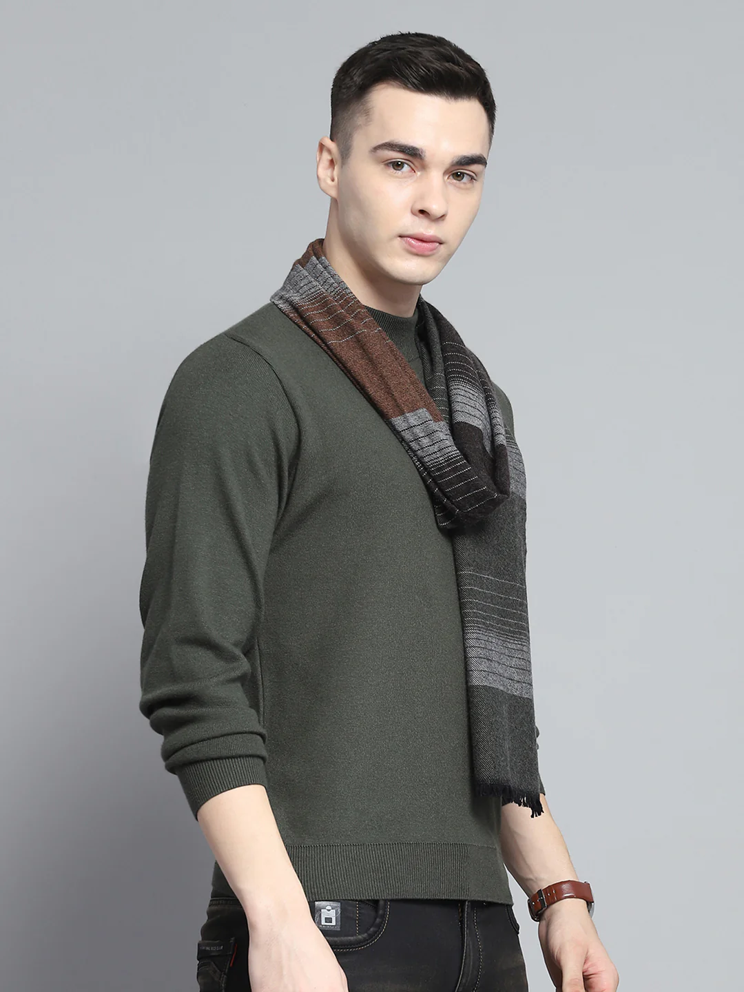 Men Multicolor Self Design Muffler - Image 4
