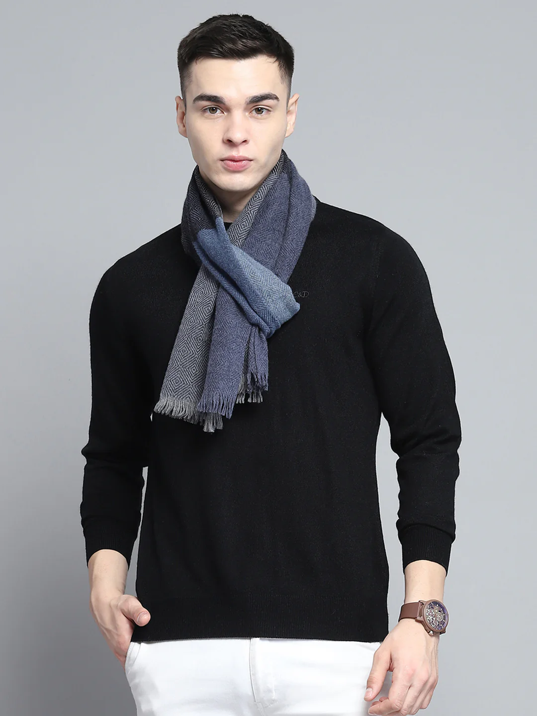 Men Multicolor Self Design Muffler - Image 5