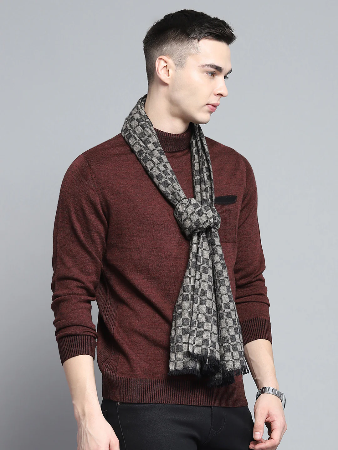 Men Multicolor Self Design Muffler - Image 4