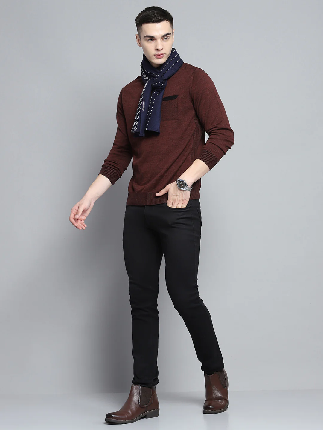 Men Multicolor Self Design Muffler - Image 2