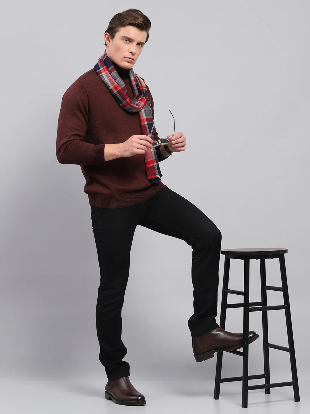 Men Multicolor Self Design Muffler - Image 2