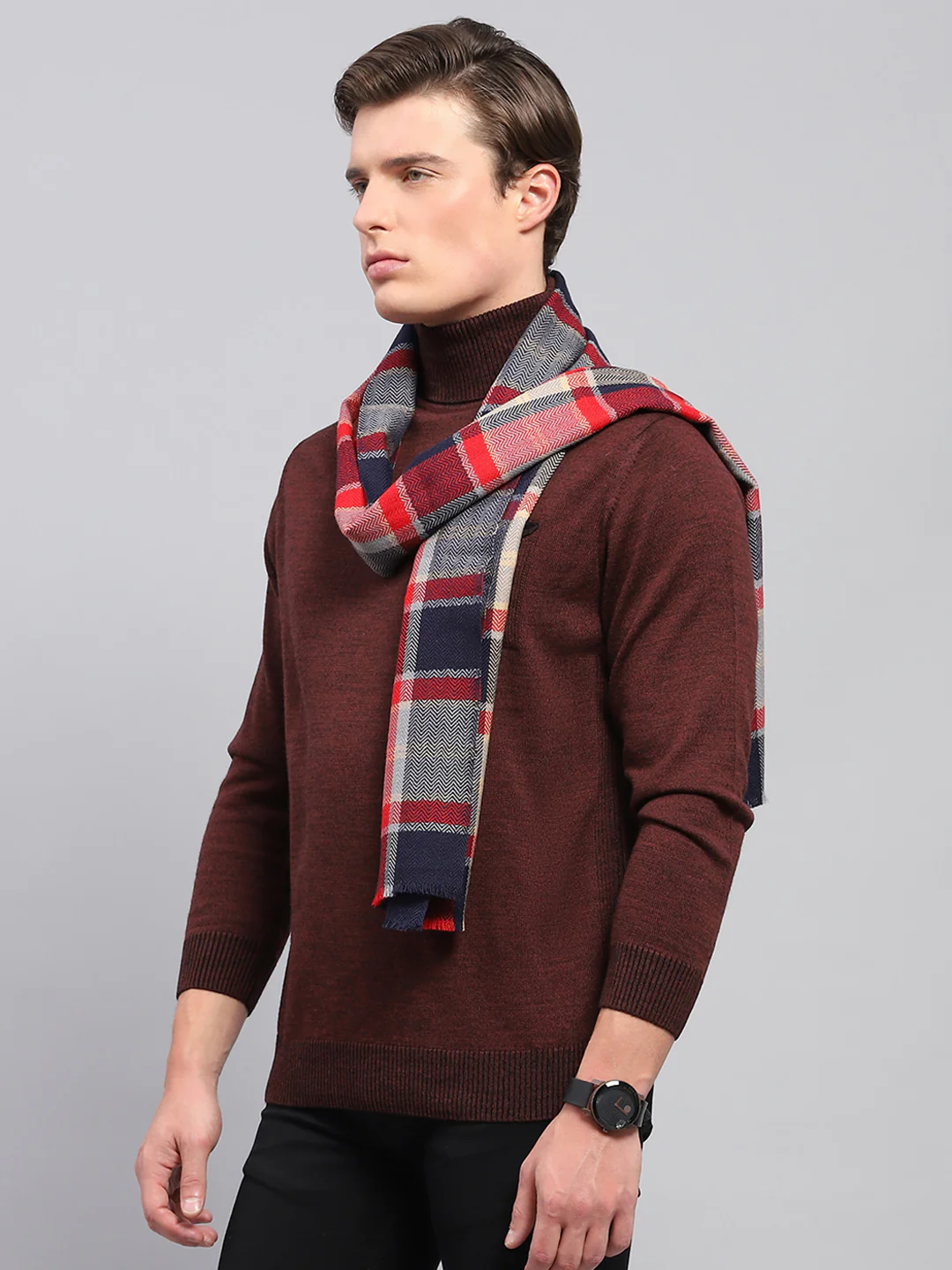 Men Multicolor Self Design Muffler - Image 3