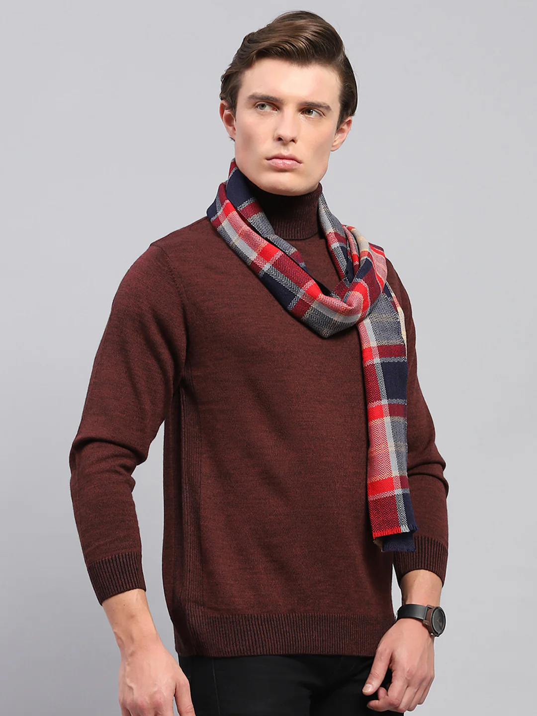 Men Multicolor Self Design Muffler - Image 4