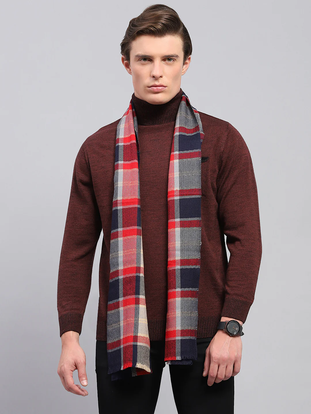Men Multicolor Self Design Muffler - Image 5