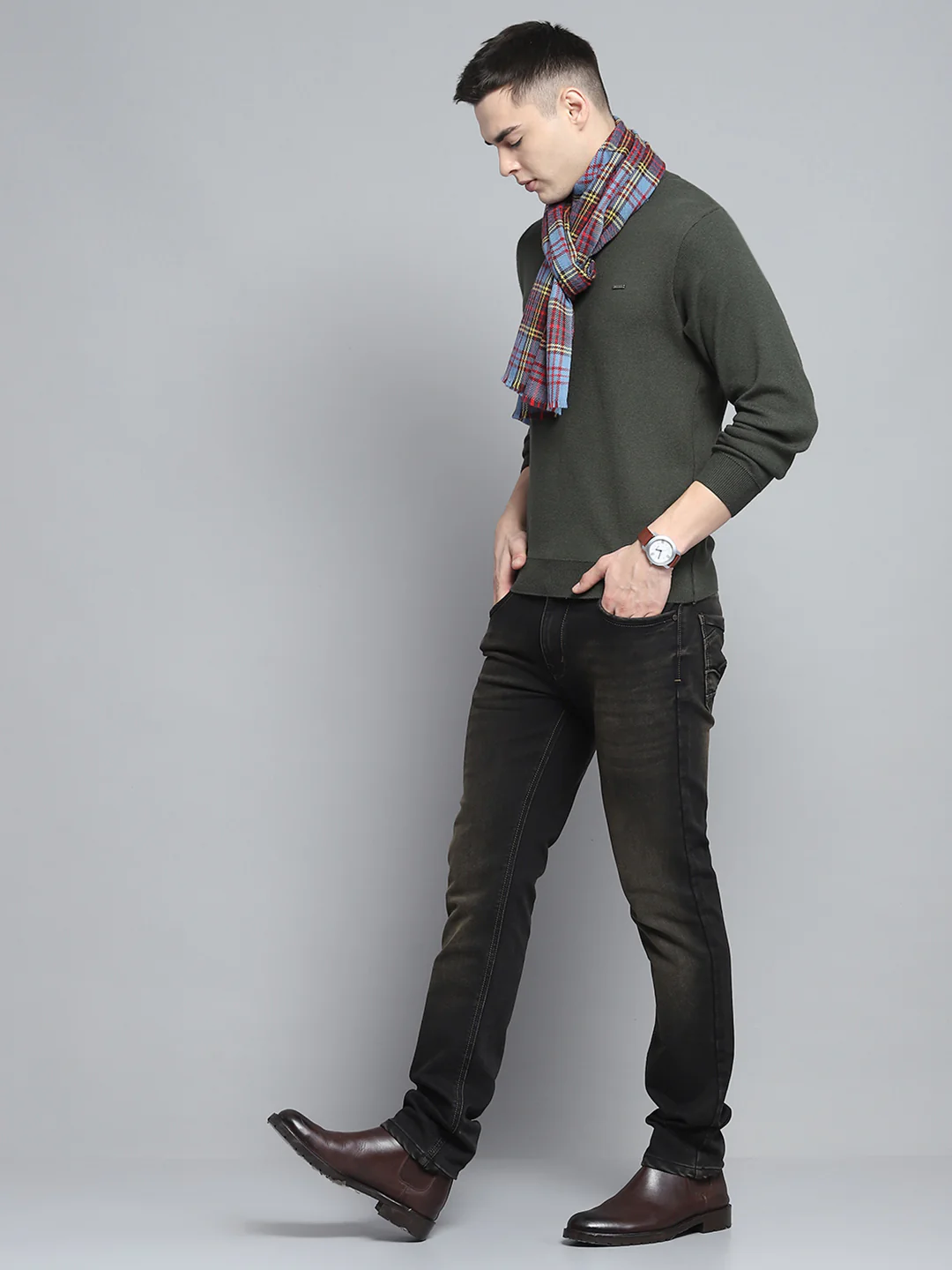 Men Multicolor Self Design Muffler - Image 2