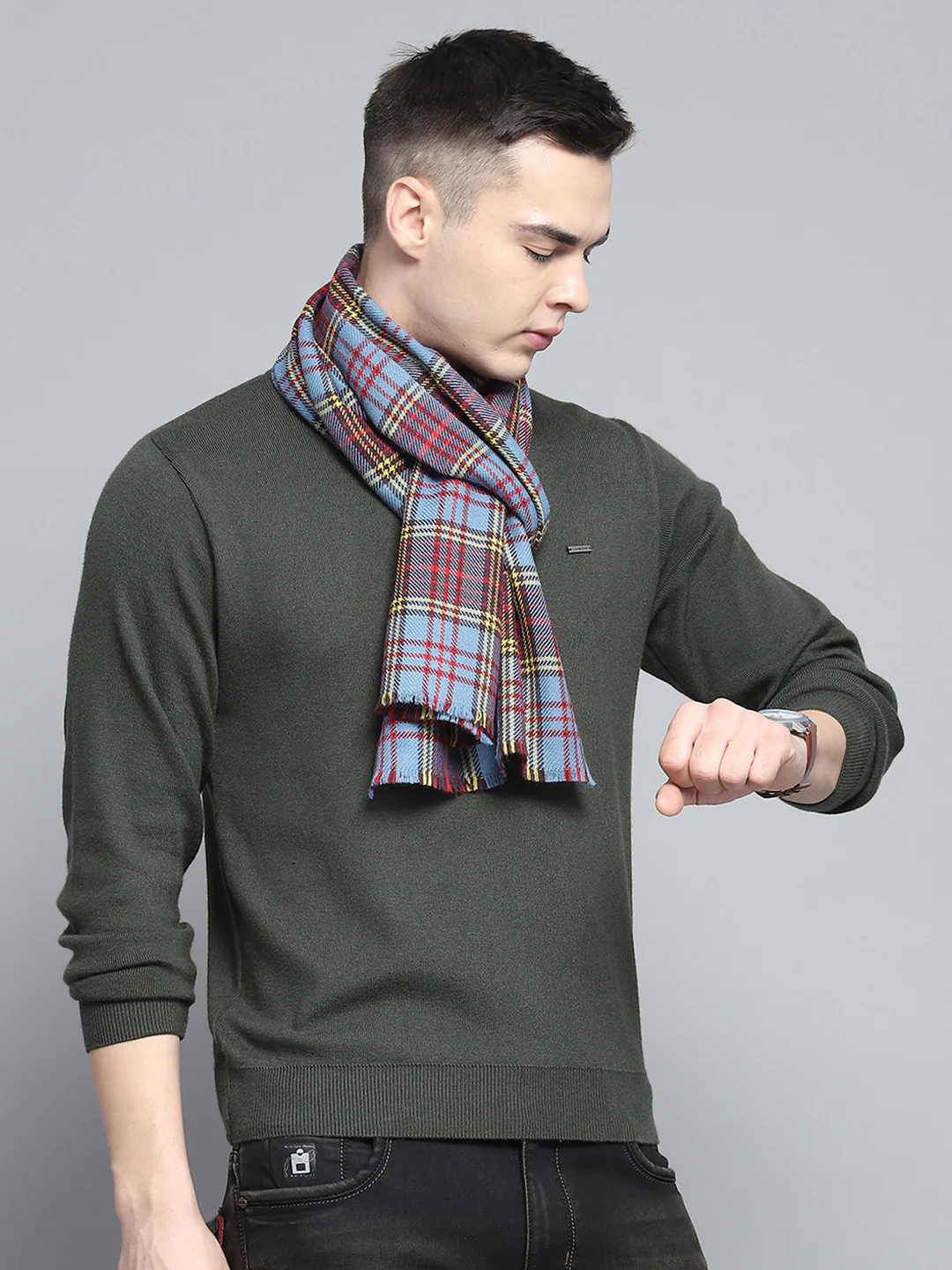 Men Multicolor Self Design Muffler - Image 4
