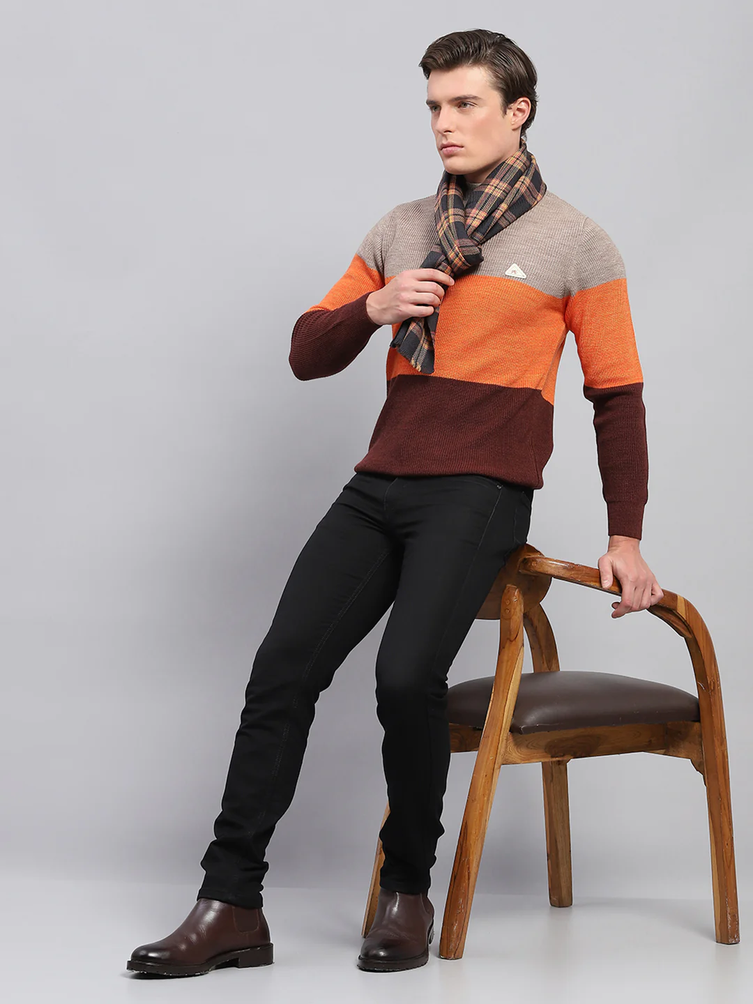 Men Multicolor Self Design Muffler - Image 2