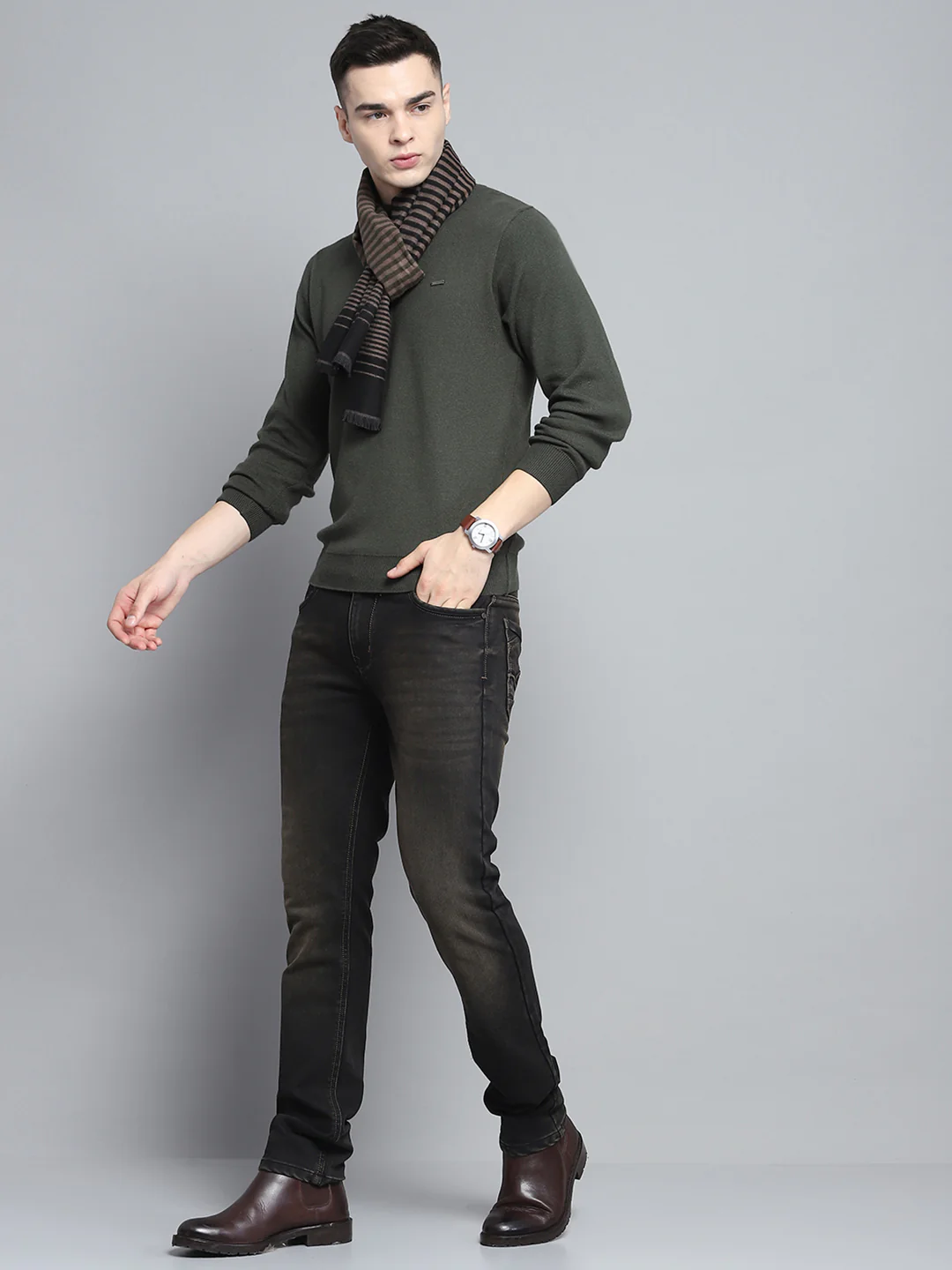 Men Multicolor Self Design Muffler - Image 2