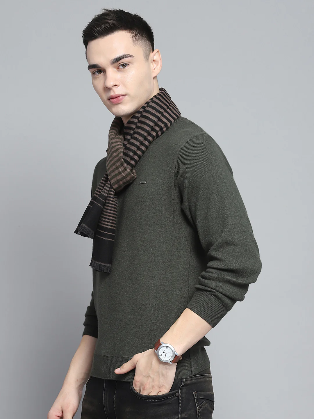 Men Multicolor Self Design Muffler - Image 3