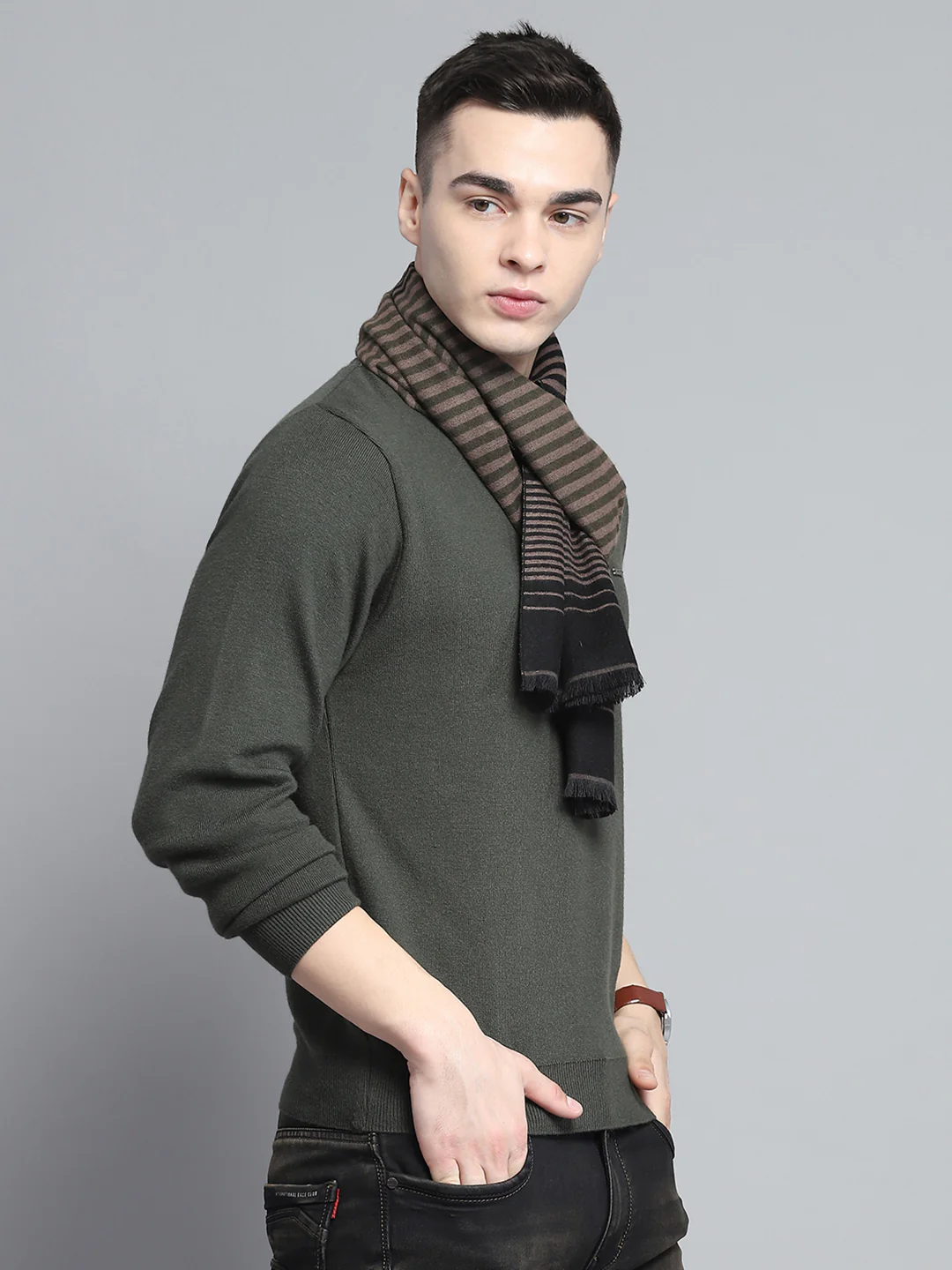 Men Multicolor Self Design Muffler - Image 4