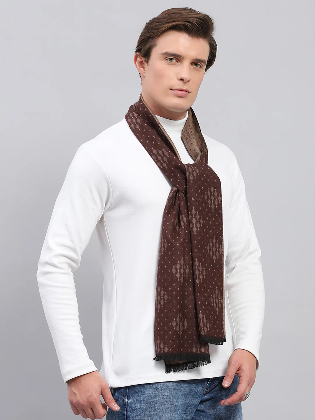 Men Multicolor Self Design Muffler - Image 4