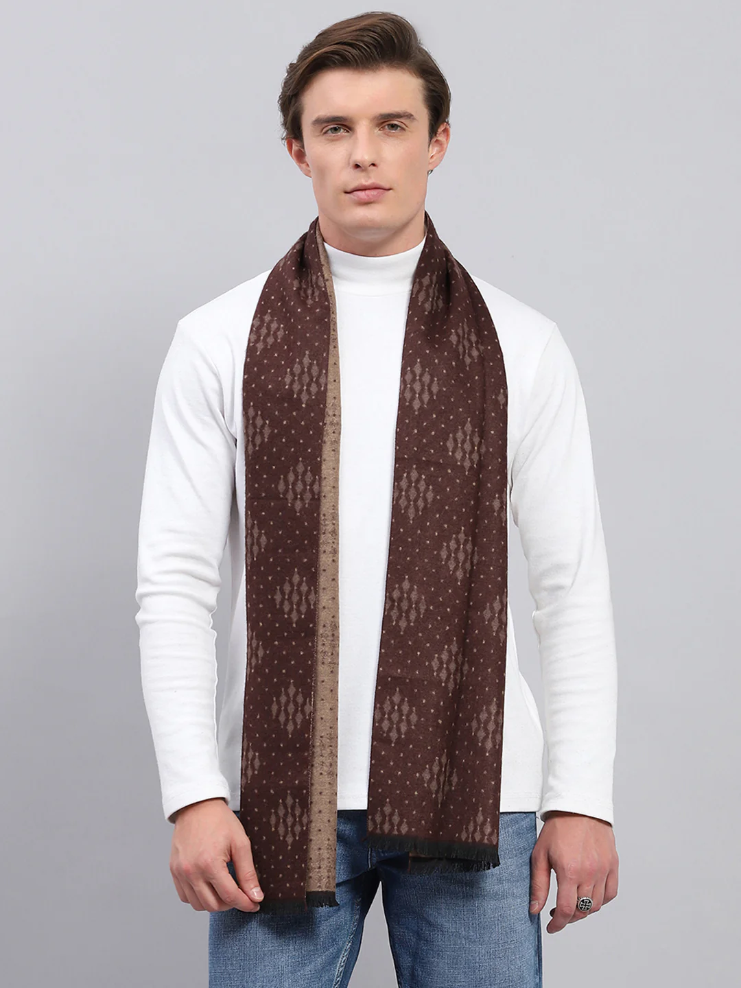 Men Multicolor Self Design Muffler - Image 5