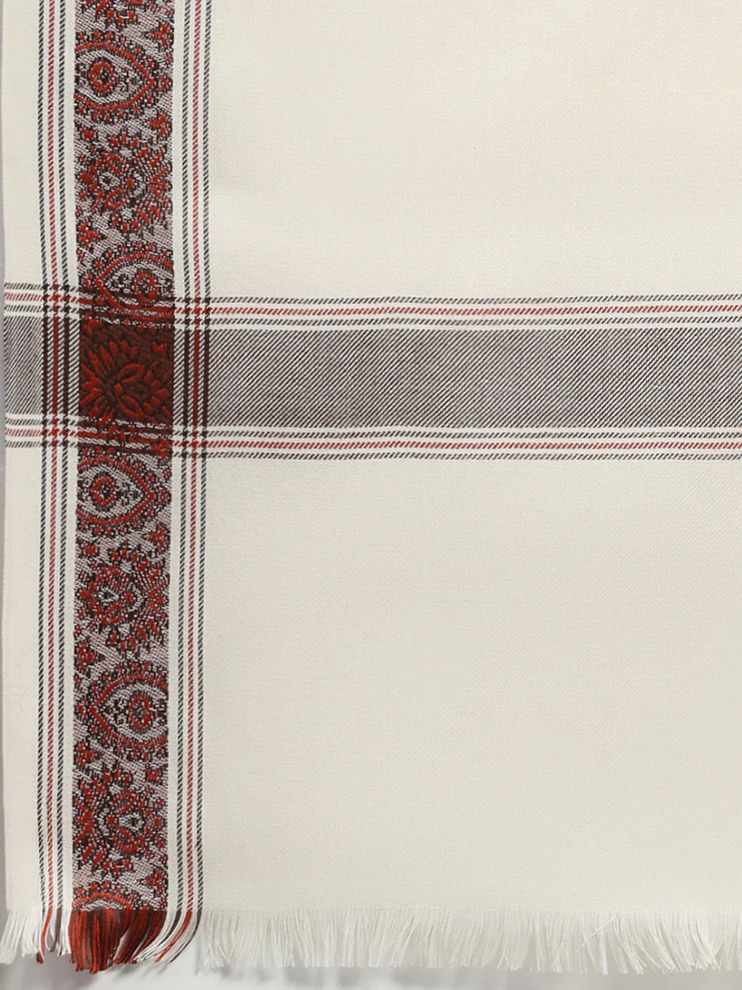 Men Multicolor Self Design Wool Lohi Shawl - Image 7