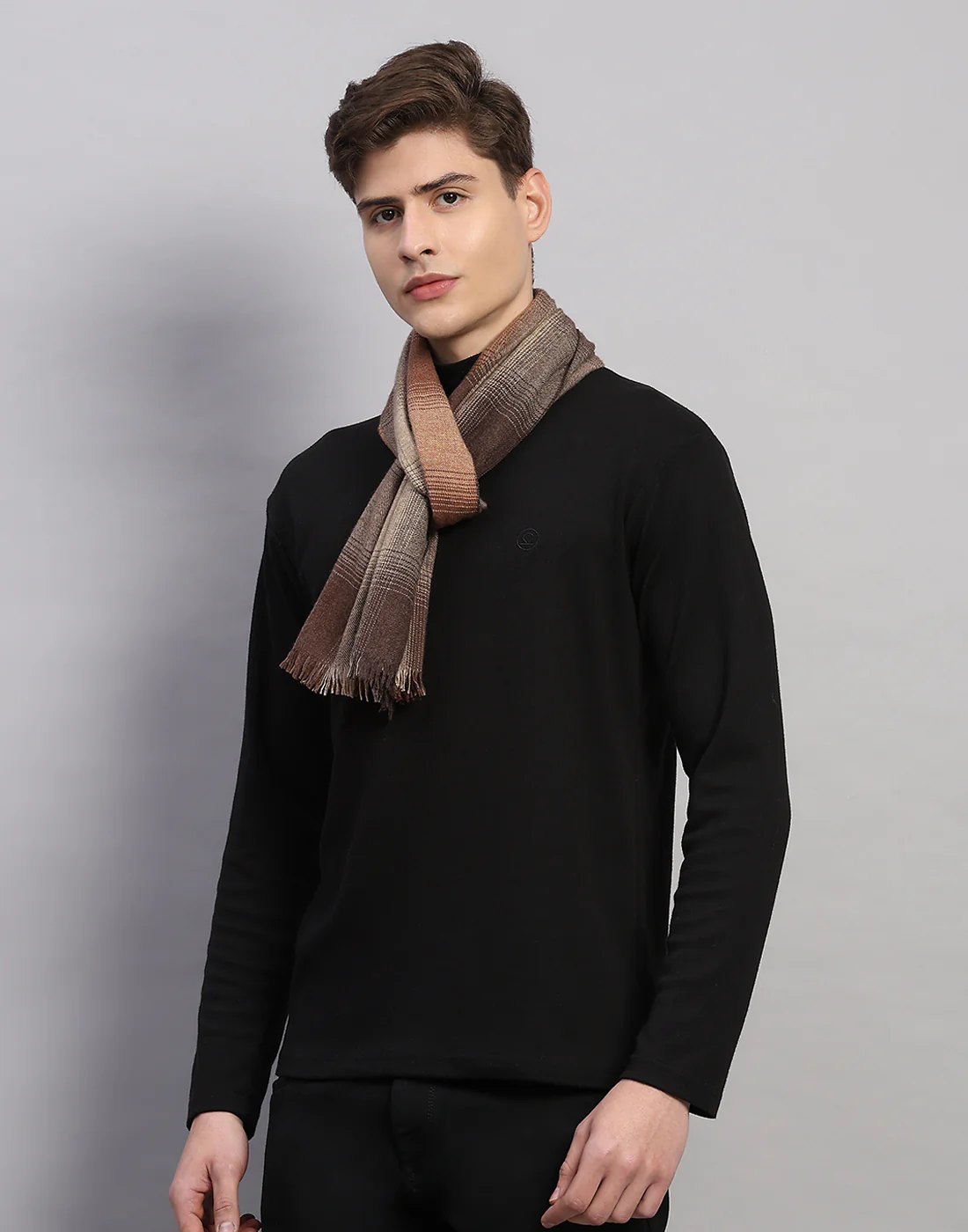 Men Multicolor Self Design Wool Muffler - Image 2