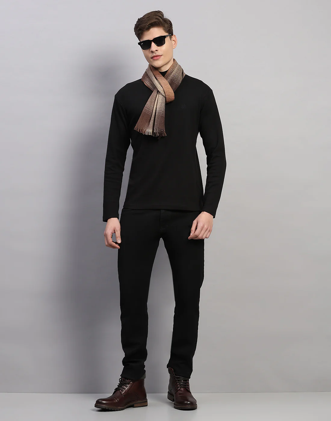 Men Multicolor Self Design Wool Muffler - Image 5