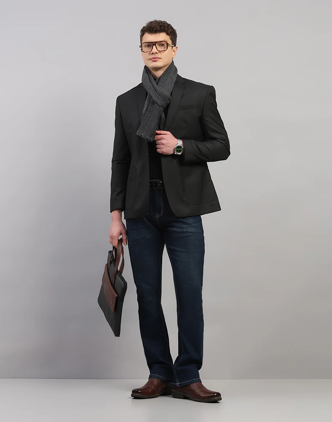 Men Multicolor Self Design Wool Muffler - Image 5