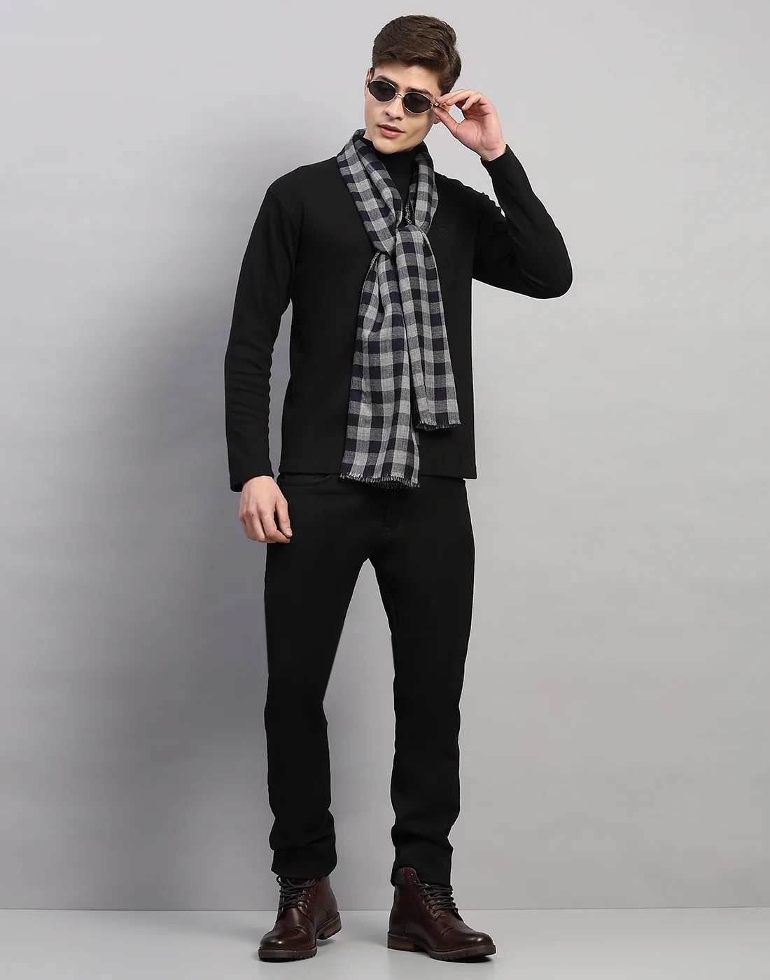 Men Multicolor Self Design Wool Muffler - Image 5