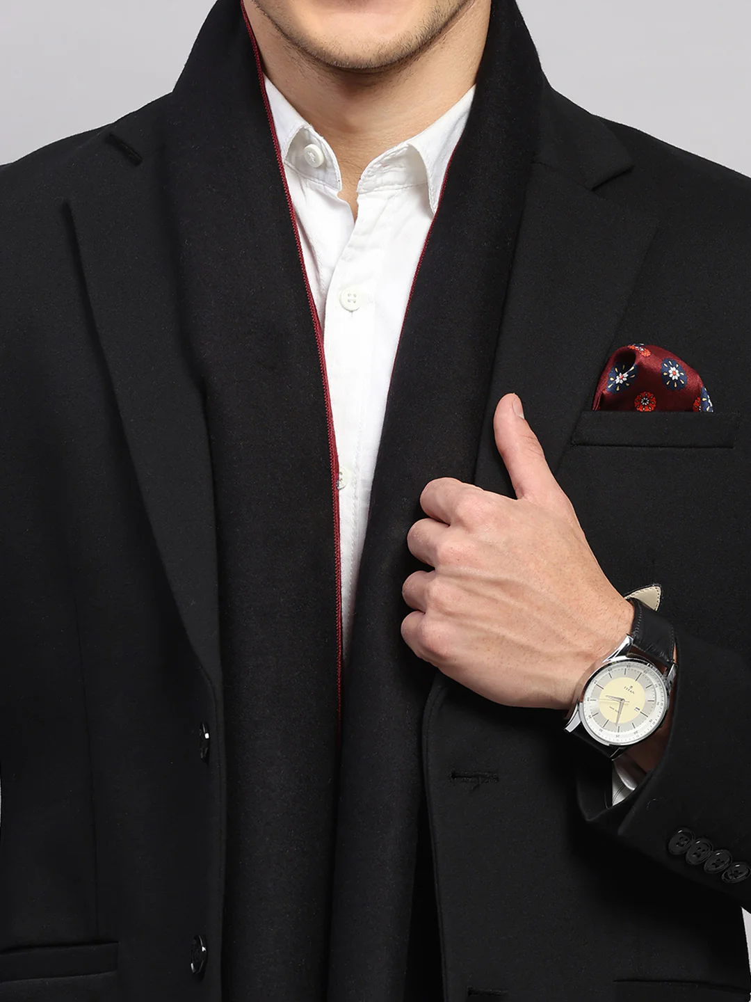 Men Multicolor Self Design Wool Muffler - Image 5